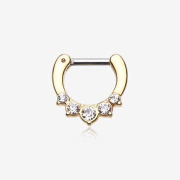 Golden Multi-Gem Precia Septum Clicker-Clear Gem